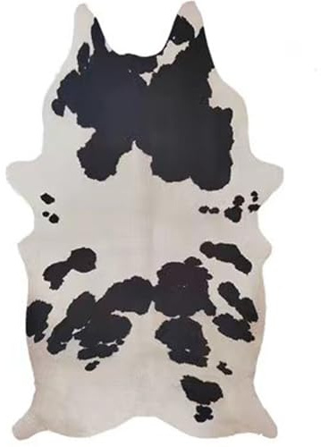 Finta Pelle di Mucca Marrone Tappeto,Tappeto in Pelle Bovina Sintetica,Tappeto in Finta Pelle Bovina,Tappeto Animalier,Tappeto Pelle di Mucca,Antiscivolo,per Camera da Letto e Soggiorno