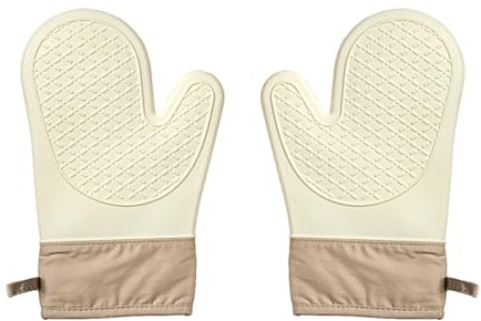Oven Gloves, Heat-Resistant Silicone Oven Insulated Gloves, Waterproof, Suitable for Home Kitchen Cooking, Microwave Protection, Baking and Grilling (Black, 1 Pair)