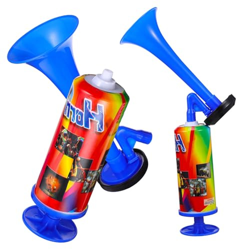 HEALSOPTHY 2 piezas Bocinas de Aire para Animar Unidades con Mango Azul Trompetas de Plástico Portátiles para Fiestas Cumpleaños Eventos Deportivos y Accesorios para Barco