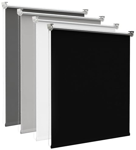 Verdunklungsrollo ohne Bohren Schwarz B55 x H130 cm - 100% Lichtundurchlässig Rollos Klemmrollos für Fenster Innen, Blickdicht Thermovorhang Verdunklungsvorhänge Scheibengardine Gardine