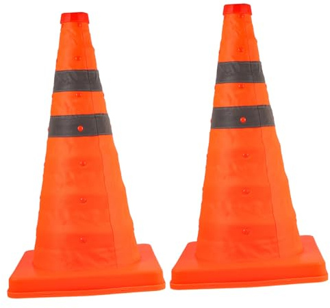 Ausziehbarer Sicherheitskegel 45cm 2 Stück aus Pp Orange | Faltbar, Reflektierend und Wasserfest, für Parkplatz und Panne, Schwarz als Zweite Farbe