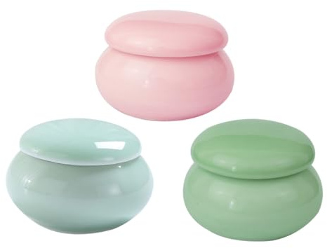VILLCASE Pot Cosmétique en Céramique Vide Lot de 3 Pièces Taille Moyenne Multi-usage Rangement pour Cosmétiques Voyage Usage Extérieur Couleur Aléatoire