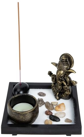 UPKOCH Zen Garden Desktop Sandbox Ornament Set Japanese Style 12.5x12.5x3cm Tabletop Micro-Landscape Home Office Relaxation Decor
