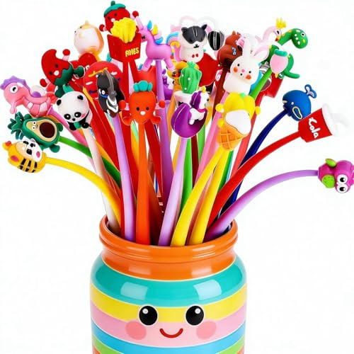 Yoosso 30 Bolígrafos Mini Gel de Sacudir, Regalos para Estudiantes que Terminan la Escuela Bolígrafos Multicolores Pasa la Parcela Premios Relleno de Bolsa de Fiesta Regalos de Fin de Año Escolar Para