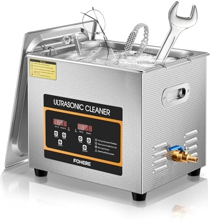 Ultrasonic Cleaner with Heater and Timer, 304 Stainless Steel Cleaner 10L | 240W Ultrasonic Jewelry Cleaner for Circuit Board, Small Parts, Glasses, Retainer Cleaning