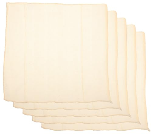 HOODANCOS 5 piezas Paños de Algodón Muselina para Queso Tela Reutilizable con Dobladillo Gasa de Algodón Puro para Colar y Hacer Tofu Cocina Segura y Versátil
