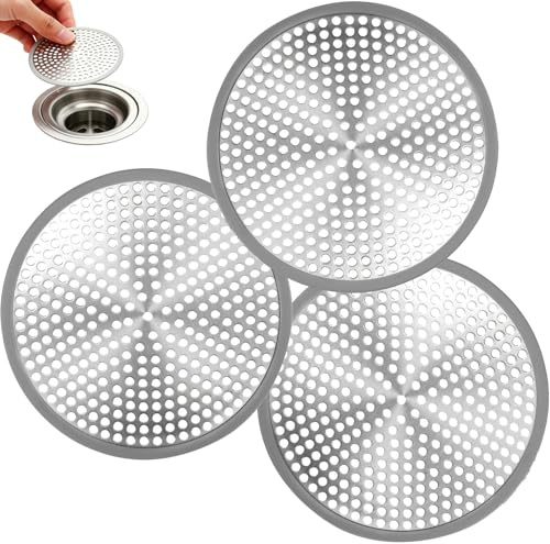 3Pcs Shower Drain Hair Catcher Stainless Steel Drain Cover Bathroom Sink Strainer Plughole Hair for Shower Kitchen Floor Sink Plug Protector Reusable Robust Catcher Sewer Prevent Clog