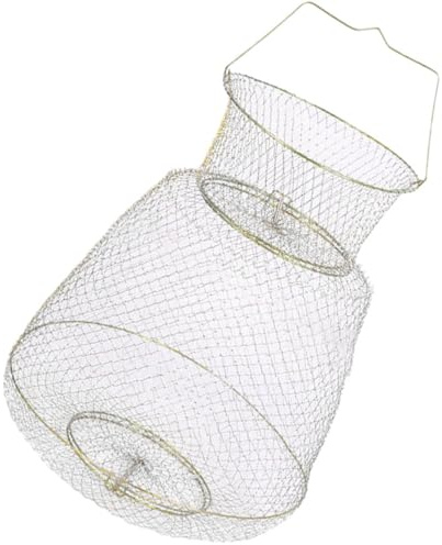 BATHVEVE Cesto da Pesca in Metallo Resistente Rete Protettiva per Pesci e Gamberi Gabbia Portatile per Cattura di Granchi e Calamari Accessori Pesca per Attività All’Aperto