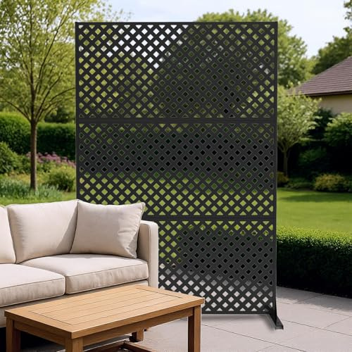 Metal Privacy Screen Outdoor, 72 h×47 w Balcony Patio Privacy Screen, Freestanding Privacy Fence, Decorative Panel, Patio Room Divider for Garden, Balcony, Deck