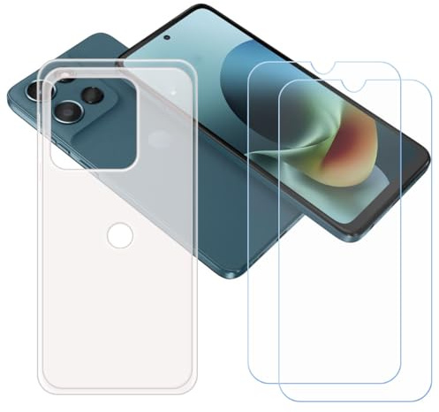 BMPNLSZ Funda para Motorola Signature Screen Protector, Translúcido Suave Silicona TPU Canica Carcasa Caso Case + [2 Piezas] Cristal Templado Film Vidrio (6,8)