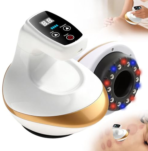 Ventosa eléctrica y masajeador de celulitis, calor y luz roja/azul, 9 niveles de intensidad, masajeador Gua Sha, masajeador al vacío contra la celulitis, masaje de cuerpo completo para cuello, espalda