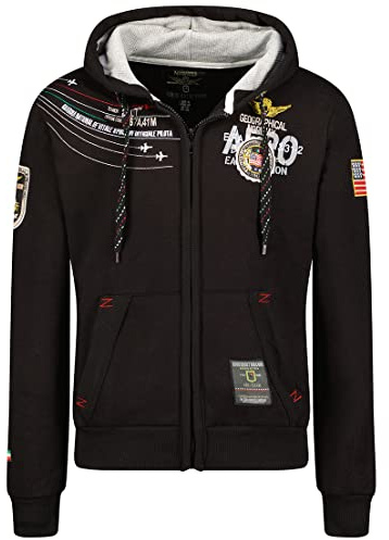 Geographical Norway, felpa con cappuccio da uomo, giacca modello Faero Black Medium