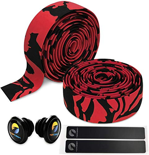TOPCABIN Comfort GEL Road Bike EVA Handlebar Tape Bike Bar Tape Camouflage Series Tape with Reflective Bar Plugs
