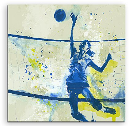 Paul Sinus Art Volleyball 60x60cm SPORTBILDER Splash Art Wandbild Aquarell Art