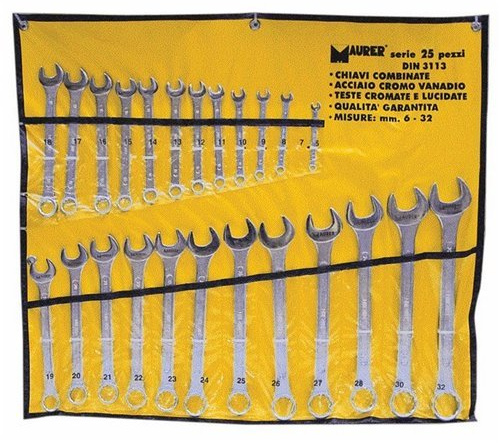 CHIAVI COMBINATE DA 6 A 32MM - PZ 25 - - MAURER - IN SERIE KIT CHIAVE
