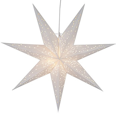 Weihnachtsstern Galaxy von Star Trading, 3D Papierstern Weihnachten in Weiß, Dekostern zum Aufhängen mit Kabel, E14 Fassung, Ø: 60 cm