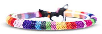 Made by Nami Surfer Fußband Damen & Herren - Boho Ethno Hippie Fußkettchen - Handmade Strand Festival Accessoires - 100% Wasserfest & Verstellbar - 100% Ökologische Baumwolle Rund (Regenbogen)