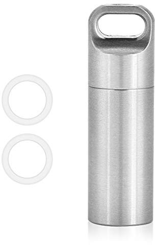 Mini Pillendose Schlüsselanhänger, Kleine Pillendose Outdoor Wasserdicht dose Edelstahl Mini Wasserdichte Kapsel Pillenbox Pillendose für Klein Outdoor Camping Wandern Klettern Schlüsselanhänger, L(L)