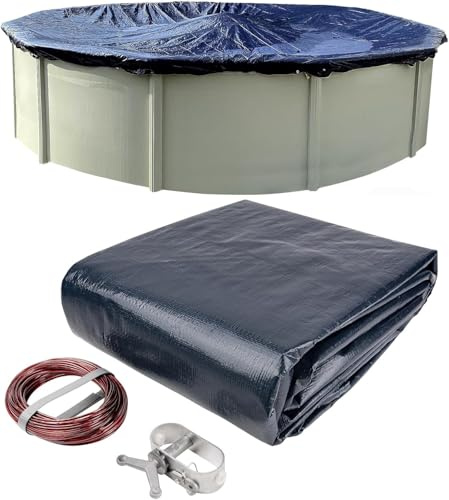 Winter Block 18’ ft. Round Pool Winter Cover for Above Ground Pools – 8-Year Warranty, Cold and UV Resistant, Weatherproof and Durable, Winch & Cable Included