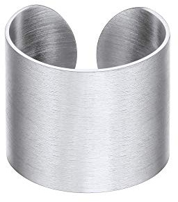 PROSTEEL 17mm Anillo Grande Abierto Biker Punk Rock para Caballero Dama, Tono Plata Matte Anillo Novio Hijo Anillo de Amistad Compromiso