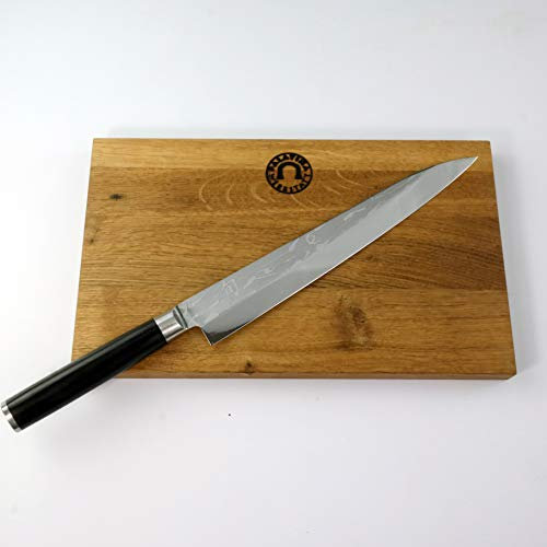 Kai Shun Geschenkset | Pro SHO VG-0005 Deba Yanagiba Messer 24 cm | + von Hand gefertigtes Schneidebrett aus Fassholz, 30x18 cm | 235,- €