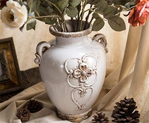 Soyizom rustikale weiße Keramikvase französische Landhausstil Vintage Vase für Blumensträuße, Keramik dekorative Krug Blumenvase