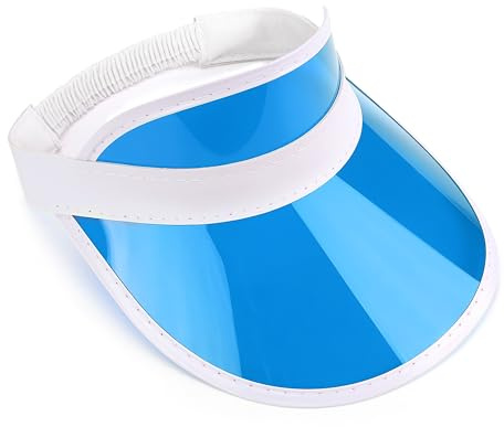 Unisex 80s Style Retro Neon Sun Visor Hat Headband Cap Golf Tennis Stag Poker Party (Blue)