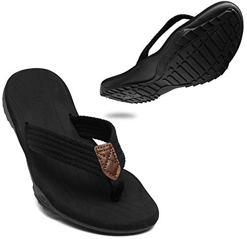 ChayChax herr flip flops mjuk tåseparator utomhus sport strand sandaler halkfri pool badtofflor, svart, 42 EU