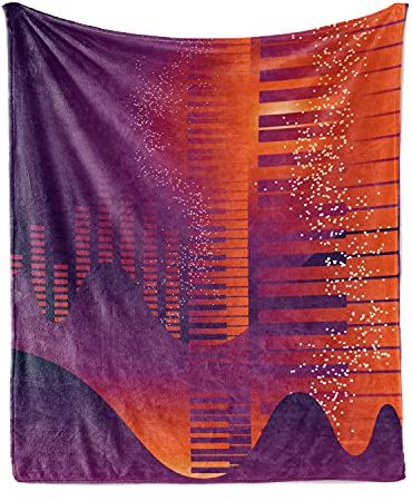 Ambesonne Music Throw Blanket, Volumes Bar Abstract Melody Visualization Motifs Art Colorful Composition, Flannel Fleece Accent Piece Soft Couch Cover for Adults, 50 x 70, Plum and Burnt Sienna