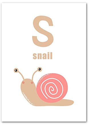 JWJQTLD Leinwanddruck Alphabet Tier Wandkunst Leinwand Malerei Nordic Poster Und Drucke Kinderzimmer Wandbilder Baby Kids Room Decor, 21X30Cm No Frame