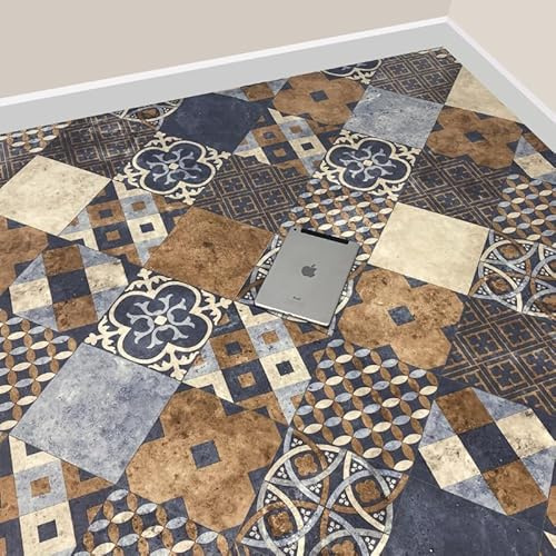 Victorian Colour Vinyl Lino Flooring Kitchen Bathroom Waterproof Roll Sheet Anti-Slip Cushion Grandismo (2m x 1.5m)