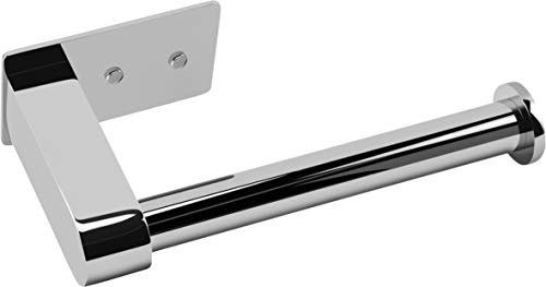 Cornat WC-Papierhalter - 2 verschiedene Befestigungsoptionen mit Klebepad & Bohren - Offenes Design - Verchromt - Aus Stahl / Klopapierhalter / Toilettenpapierhalterung / T364204