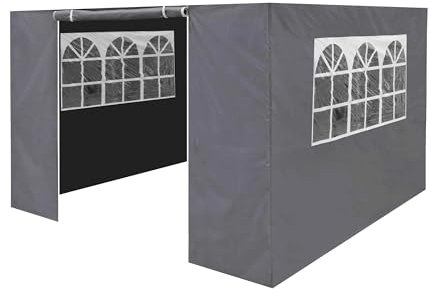 Dellonda Premium Side Walls/Doors/Windows for Gazebo/Marquee, Fits 3 x 3m Models - Grey - DG149