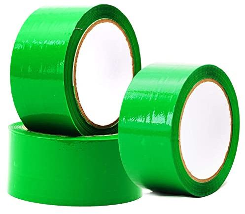 Edenpack 3 Rolls Green Colour Low Noise Adhesive Tape 50MM x 66M Art and Craft DIY Decorative Packaging Packing Parcel Strong Seal Coloured Acrylic Tape