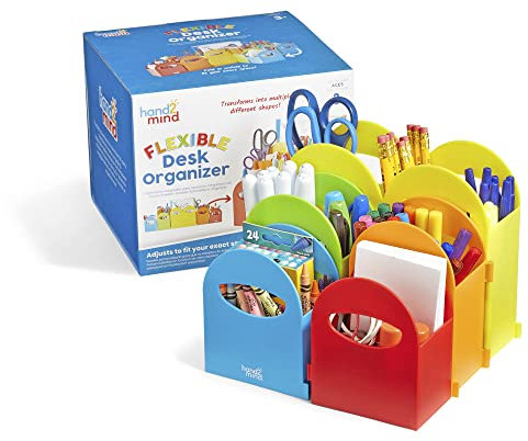 Hand2mind Flexibler Schreibtisch-Organizer, Modulares Stiftehalter-Set, Schreibtisch-Organizer und Zubehör, Mehrfarbig, Modular, Kunststoff, für Büro- und Schulmaterial