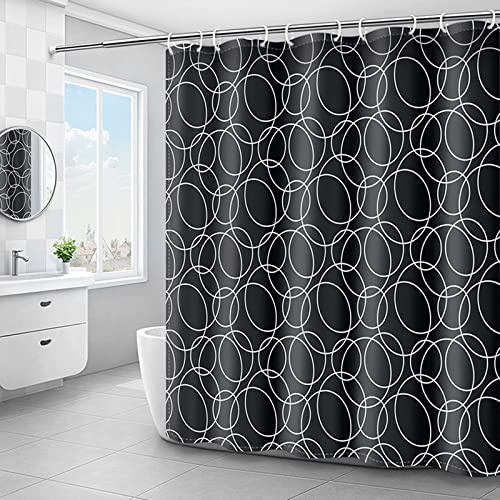 Duschvorhang 100x200 cm, Duschvorhang Kurz Schwarz Wasserabweisend Set Wasserabweisend Duschvorhänge Polyester mit Duschvorhangringen