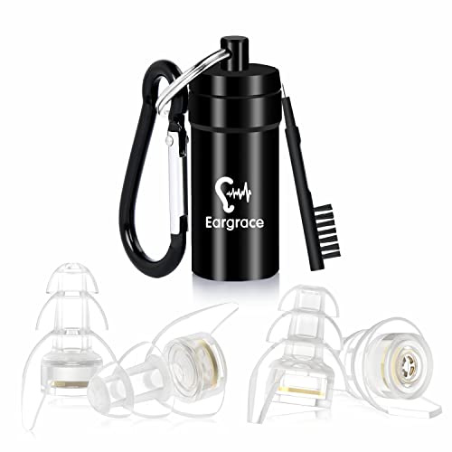 High Fidelity Concert Ear Plugs, Eargrace 2 Pairs Hearing Protection Noise Reduction Musicians Ear Plugs with Aluminum Carry Case for Musicians, DJ, Festival, Motorcyclists and Loud Events(NRR 23dB)