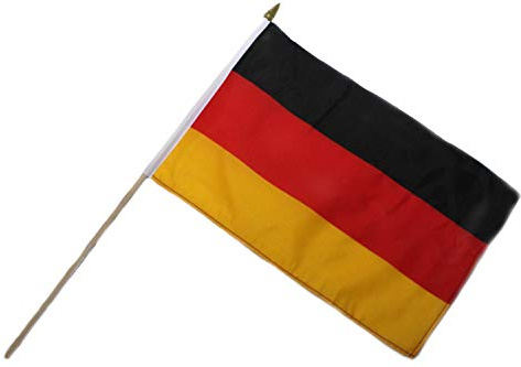 Fahne Flagge Deutschland 30x45cm doppelt umsäumt mit 60cm Holzstab Handfahne Stockflagge Banner Fan Sport