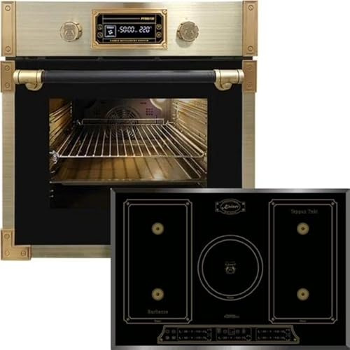 Kaiser Four Pyrolyse EH 6427 AD+KCT 7797 EM, four encastrable rétro pyrolyse 73 l, verre noir 60 cm + plaque à induction 77 cm, zone libre, PowerBoost 4,3 kW, 5 QuickHeat, plaque de cuisson