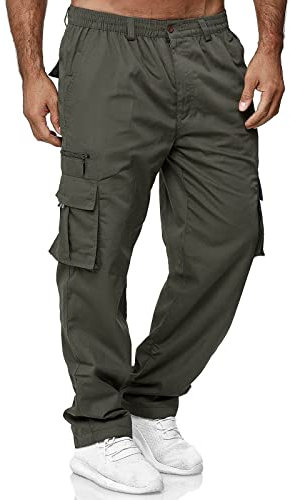 SOOUICKER Cargohose Herren Baggy Freizeithose mit Seitentaschen Hosen Relaxed Fit Wanderhose Sommer Outdoor Hosen für Herren Cargo Jogginghose mit Knopfleiste Cargohose Weites Bein