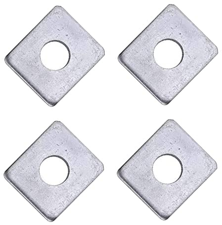 TERF® Arandela rectangular M10 (10 mm) x 25 mm x 30 mm x 4 mm con agujero redondo M10 (10 mm), arandela de placa plana resistente M10 x 25 mm x 30 mm x 4 mm, paquete de 4