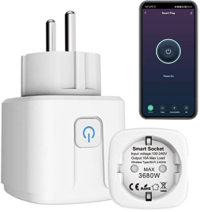 ZigBee - Presa intelligente Alexa 16 A, 3680 W, Smart Plug con monitor di alimentazione, presa timer con telecomando, controllo vocale e funzioni di temporizzazione, supporto Alexa e Google Home