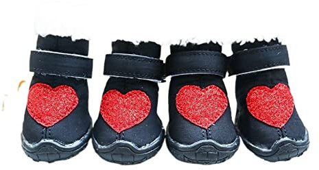 YUEMOL Hundeschuhe Liebe Niedliche Schnee Winter Haustier Hund Katze Schuhe Hund Welpen Tier Rutschfeste rot Schwarze Tierstiefel (Color : B, Size : XL)