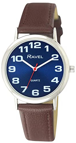 Ravel - Unisex - Armbanduhr mit großen Ziffern - Analoges Quarzwerk - R0105