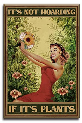 GLOBLELAND It's Not Hoarding If It's Plants Vintage Metal Tin Sign Plaque Poster Garden Retro Metal Tin Signs Poster Wall Decorative 8×12inch for Home Bar Coffee Shop Club Garage Decoration