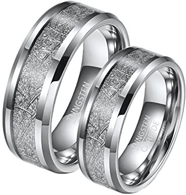 BCughia Freundschaftsringe Beste Freundinnen, Freundschaftsringe Damen Silber 8mm Silberring Inlay Metall Damengröße 54(17.2), Herrengröße 67(21.3)