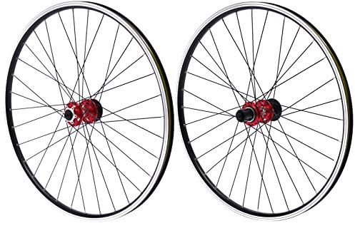 Fermoirper 27.5 Zoll Laufrad Set, Hinterrad Vorderrad Aluminium-Legierung Felge Scheibenbremse MTB Laufradsatz,fur Kassette Fahrrad Laufradsatz (Rot)