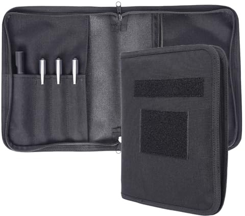 VEPKOIT A5-Ordnerhülle, großer A5-Notizbuchhalter und Reise-Notizbuchhülle mit Tasche, Leder-Buchhülle für Polizei und Armee, 17,8 x 22,9 cm, OCP Buchhülle mit Reißverschluss, Schwarz (nur Einband)