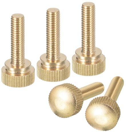 sourcing map Rändelschrauben, M6 x 20 mm, 5 Stück Messing-Rändelschrauben mit Schultergriffknöpfen, Messington