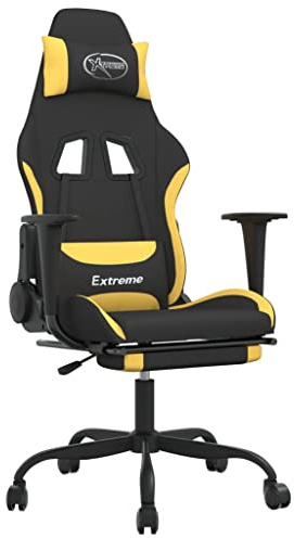 CKioict Gaming Stuhl Sessel Wohnzimmer Cocktailsessel Gaming-Stuhl mit Fußstütze Schwarz und Gelb Stofffür Wohnzimmer, Balkon, Flur